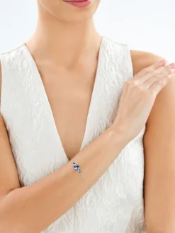 Bransoletka srebrna z cyrkoniami - gwiazdy