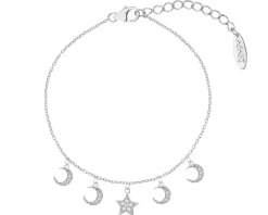 Bransoletka srebrna z cyrkoniami - Księżyce, gwiazda