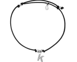 Bransoletka srebrna z cyrkoniami - litera K