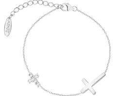 Bransoletka srebrna z cyrkoniami - krzyże