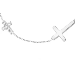 Bransoletka srebrna z cyrkoniami - krzyże