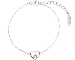 Bransoletka srebrna z cyrkonią - serca