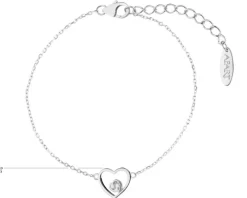 Bransoletka srebrna z cyrkonią - serca