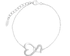 Bransoletka srebrna z cyrkoniami - serca