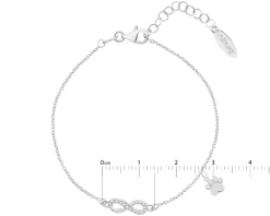 Bransoletka srebrna z cyrkoniami - nieskończoność, łapka