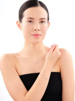 Bransoletka srebrna z cyrkoniami - nieskończoność, łapka