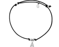 Bransoletka srebrna z cyrkoniami - litera A