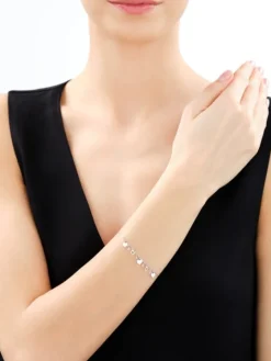 Bransoletka srebrna z cyrkoniami - serca