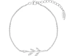 Bransoletka srebrna z cyrkoniami - liście