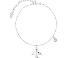 Bransoletka srebrna z cyrkonią - samolot