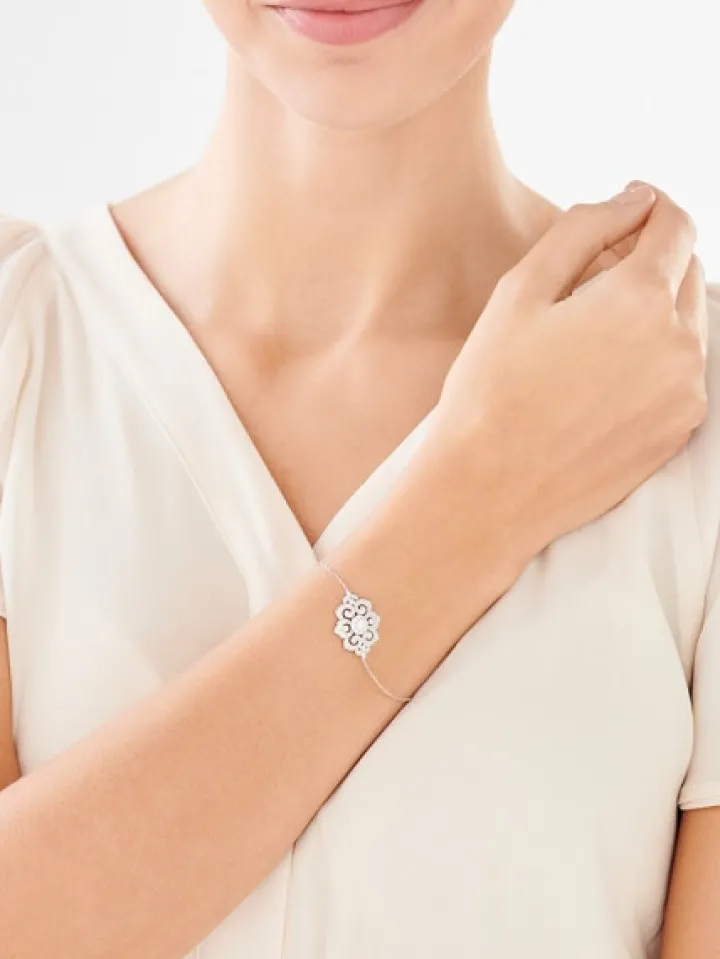 Bransoletka srebrna z cyrkoniami - rozeta