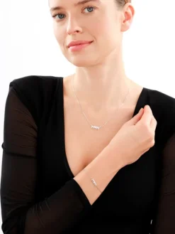 Bransoletka srebrna z  cyrkoniami - mama, serce