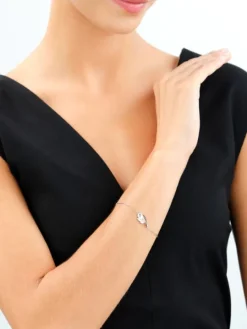 Bransoletka srebrna z cyrkoniami - liście