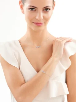 Bransoletka srebrna z cyrkoniami - nieskończoność