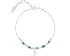 Bransoletka srebrna z masą perłową - krzyż