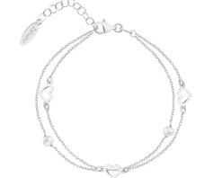Bransoletka srebrna z perłami - serca