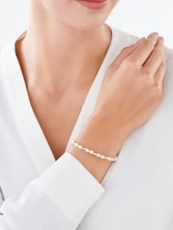 Bransoletka srebrna z perłami - kulki