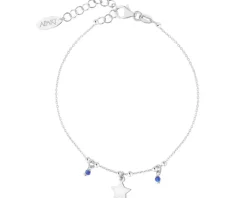 Bransoletka srebrna ze szlifowanym szkłem - gwiazda