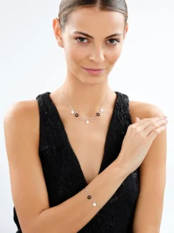 Bransoletka srebrna ze szlifowanym szkłem - koła