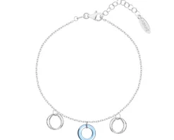 Bransoletka srebrna ze szlifowanym szkłem - koła