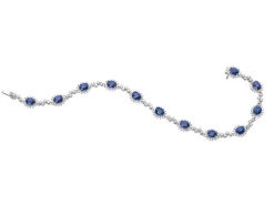 Bransoletka z białego złota z brylantami i szafirami - 18 cm - próba 585