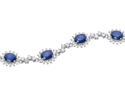 Bransoletka z białego złota z brylantami i szafirami - 18 cm - próba 585