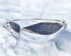Bransoletka z białego złota z brylantami i szafirami - próba 585