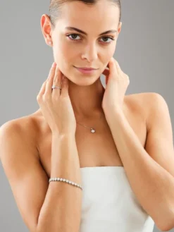 Bransoletka z białego złota z brylantami laboratoryjnymi - 19 cm - 6,05 ct - próba 585