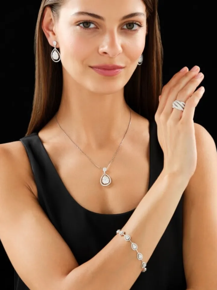 Bransoletka z białego złota z diamentami - 18 cm - 3,09 ct - próba 585