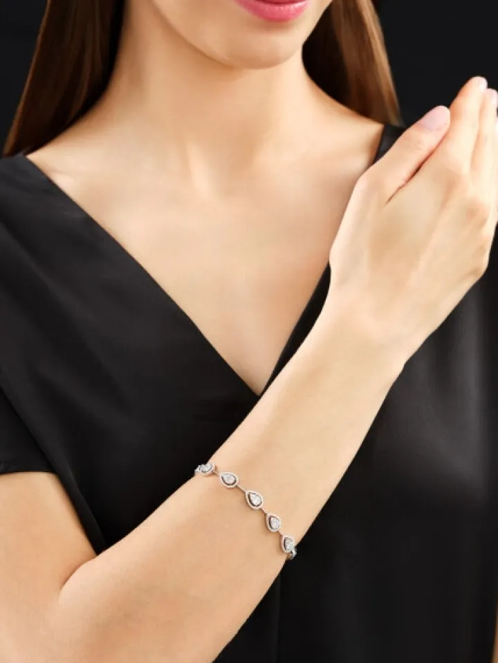 Bransoletka z białego złota z diamentami - 18 cm - 3,09 ct - próba 585