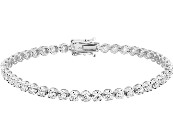 Bransoletka z białego złota z brylantami laboratoryjnymi - 18 cm - 3,00 ct - próba 750