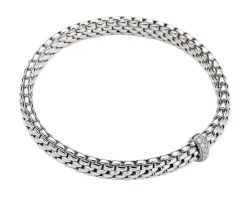 Bransoletka z białego złota z brylantami - 0,10 ct - próba 750