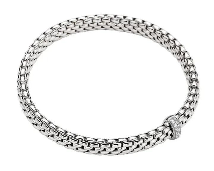 Bransoletka z białego złota z brylantami - 0,10 ct - próba 750