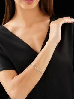 Bransoletka z białego złota z brylantami - 18 cm - 1,00 ct - próba 585