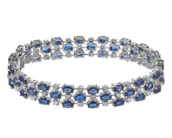 Bransoletka z białego złota z brylantami i szafirami - 19 cm - próba 585