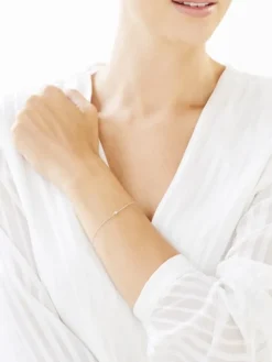 Bransoletka z białego złota z diamentem - 0,007 ct - próba 375