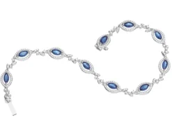 Bransoletka z białego złota z brylantami i szafirami - 18 cm - próba 585