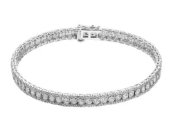 Bransoletka z białego złota z diamentami - 18 cm - 3,00 ct - próba 585
