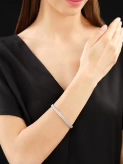 Bransoletka z białego złota z diamentami - 18 cm - 3,00 ct - próba 585