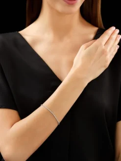 Bransoletka z białego złota z brylantami - 18 cm - 0,50 ct - próba 585