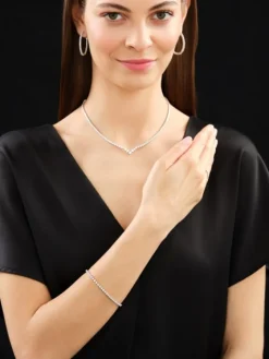 Bransoletka z białego złota z brylantami - 18 cm - 0,76 ct - próba 585