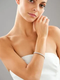 Bransoletka z białego złota z brylantami laboratoryjnymi - 18 cm - 5,67 ct - próba 585