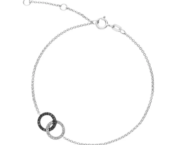 Bransoletka z białego złota z diamentami - 0,10 ct - próba 375