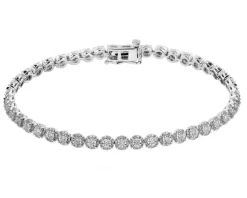 Bransoletka z  białego złota z diamentami - 18 cm - 1,00 ct - próba 585