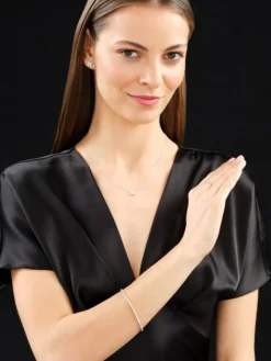 Bransoletka z białego złota z brylantami - 18 cm - 3,00 ct - próba 750