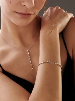 Bransoletka z białego złota z brylantami - 19 cm - 1,36 ct - próba 750