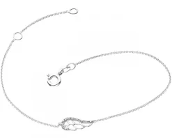 Bransoletka z białego złota z diamentami - skrzydło - 0,01 ct - próba 375