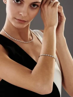 Bransoletka z białego złota z brylantami - 19 cm - 0,49 ct - próba 585