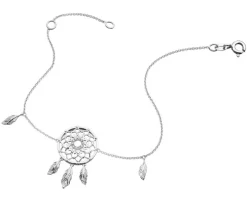 Bransoletka z białego złota z diamentami - łapacz snów - 0,03 ct - próba 375