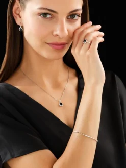 Bransoletka z białego złota z brylantami - 18 cm - - 0,15 ct - próba 585